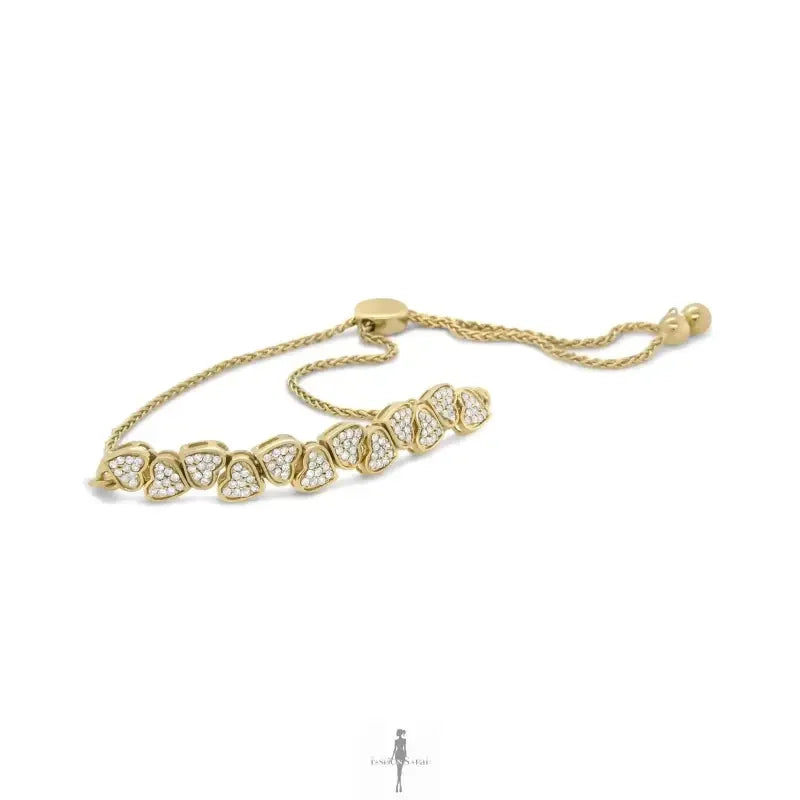 Fashionsarah.com Fashionsarah.com Yellow Gold Plated 1/2 Cttw Diamond Hearts Bolo Bracelet