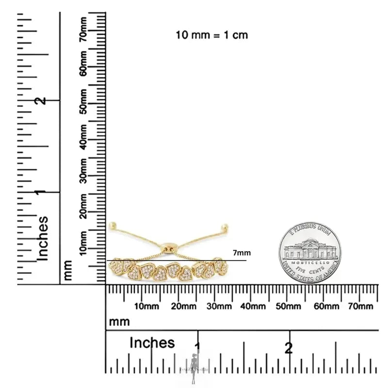 Fashionsarah.com Fashionsarah.com Yellow Gold Plated 1/2 Cttw Diamond Hearts Bolo Bracelet