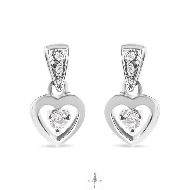 Fashionsarah.com Fashionsarah.com 14K White Gold with Diamond Heart Earrings