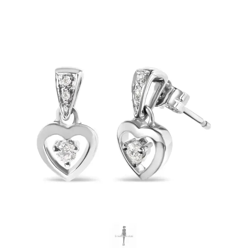 Fashionsarah.com Fashionsarah.com 14K White Gold with Diamond Heart Earrings