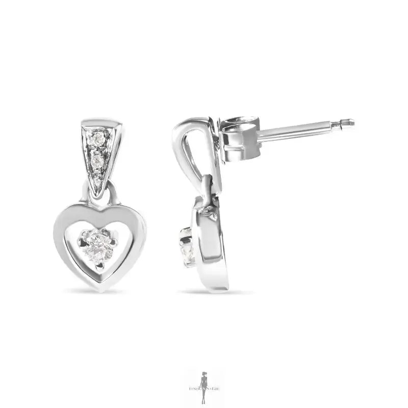 Fashionsarah.com Fashionsarah.com 14K White Gold with Diamond Heart Earrings