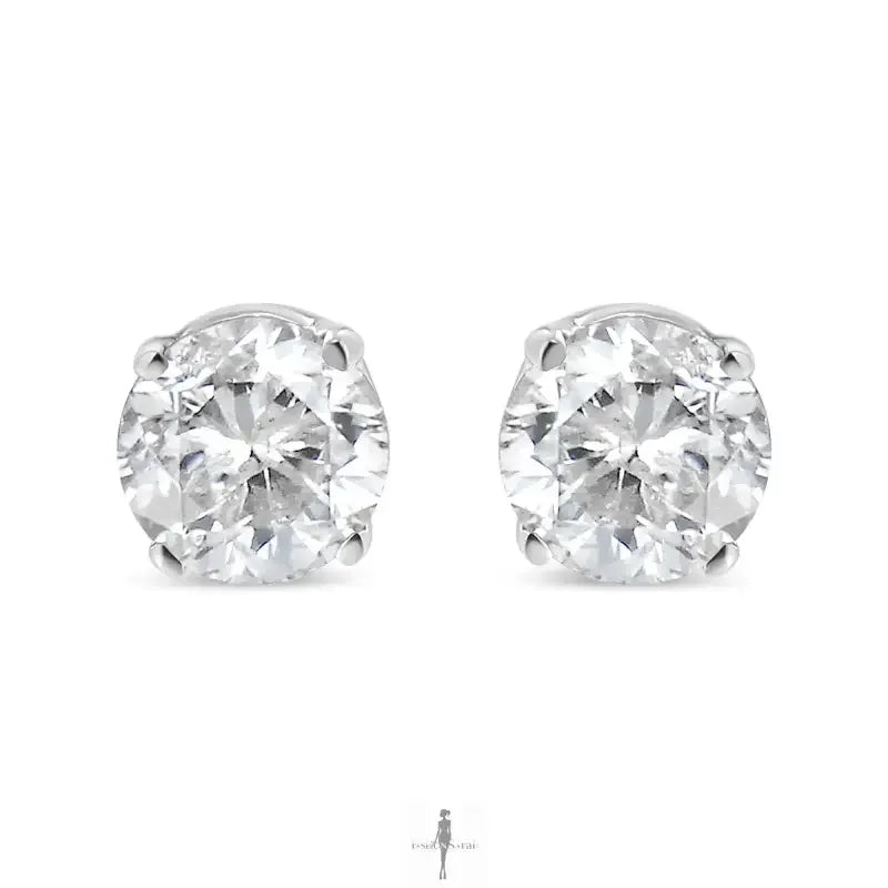 Fashionsarah.com Fashionsarah.com 14K White Gold with Round Diamond Earrings