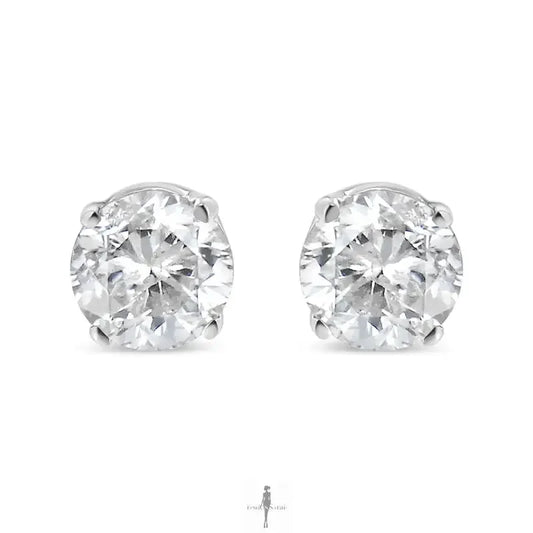 Fashionsarah.com Fashionsarah.com 14K White Gold with Round Diamond Earrings