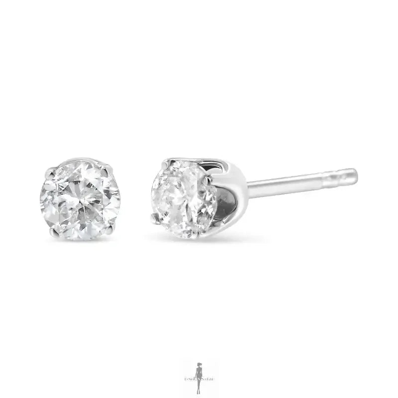 Fashionsarah.com Fashionsarah.com 14K White Gold with Round Diamond Earrings