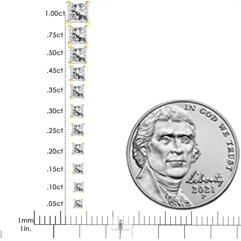 Fashionsarah.com Fashionsarah.com Princess-Cut Square Diamond 4-Prong Solitaire Earrings in 14K Yellow Gold (I-J Color, SI1-SI2 Clarity)