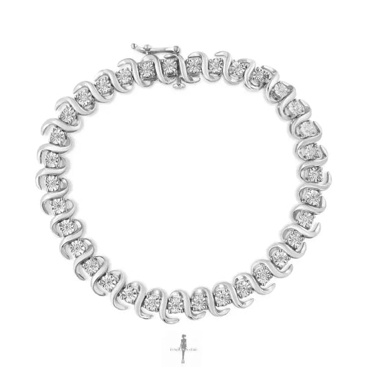 Fashionsarah.com Fashionsarah.com 925 Sterling Silver with Diamond Tennis Bracelet