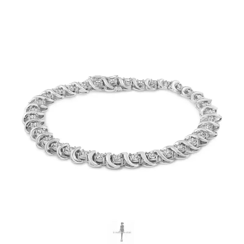 Fashionsarah.com Fashionsarah.com 925 Sterling Silver with Diamond Tennis Bracelet