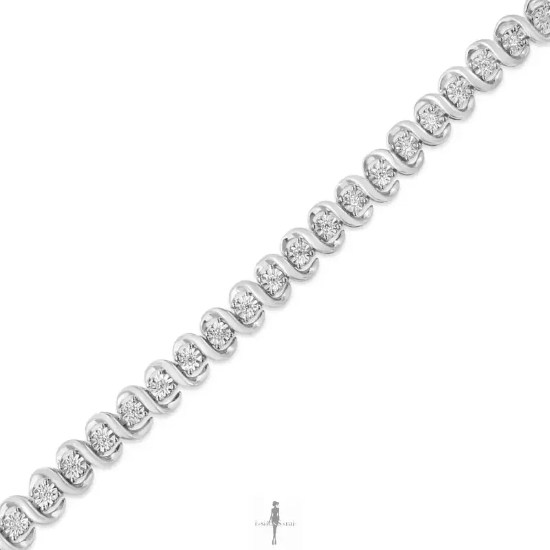 Fashionsarah.com Fashionsarah.com 925 Sterling Silver with Diamond Tennis Bracelet