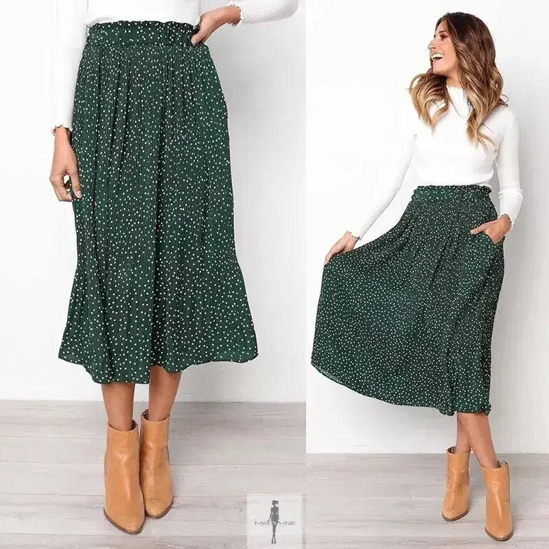 Fashionsarah.com Fashionsarah.com Elastic High Waist Pleated Midi Skirt
