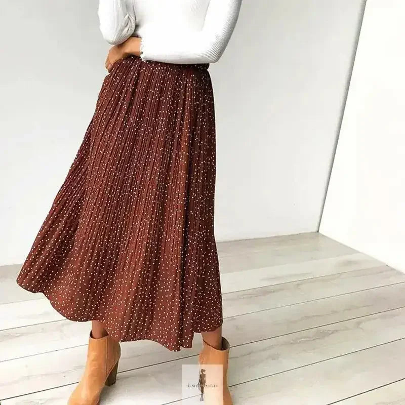 Fashionsarah.com Fashionsarah.com Elastic High Waist Pleated Midi Skirt