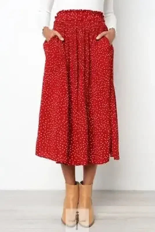 Fashionsarah.com Fashionsarah.com Elastic High Waist Pleated Midi Skirt