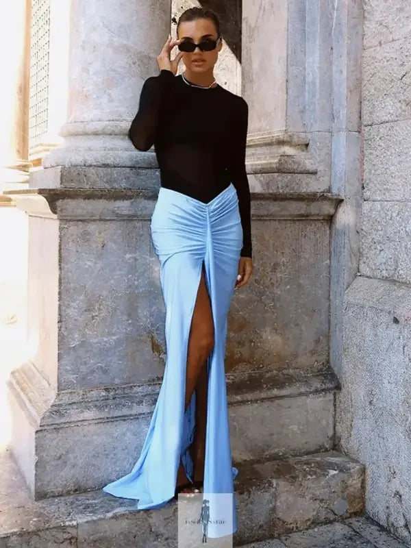 Fashionsarah.com Fashionsarah.com Long Sleeved Bodysuit+Floor Long Skirt Set