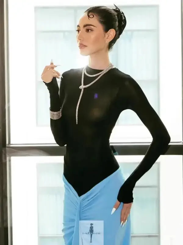 Fashionsarah.com Fashionsarah.com Long Sleeved Bodysuit+Floor Long Skirt Set