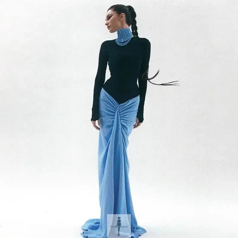 Fashionsarah.com Fashionsarah.com Long Sleeved Bodysuit+Floor Long Skirt Set