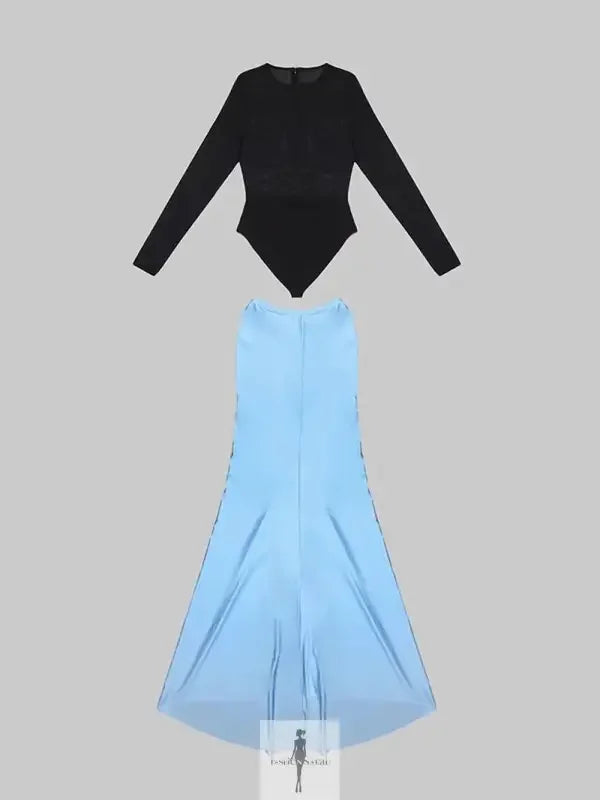 Fashionsarah.com Fashionsarah.com Long Sleeved Bodysuit+Floor Long Skirt Set