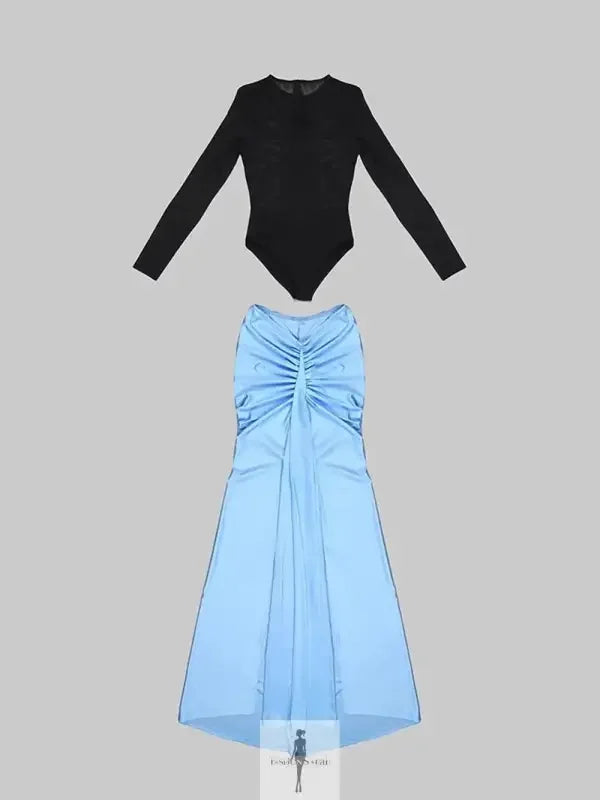 Fashionsarah.com Fashionsarah.com Long Sleeved Bodysuit+Floor Long Skirt Set