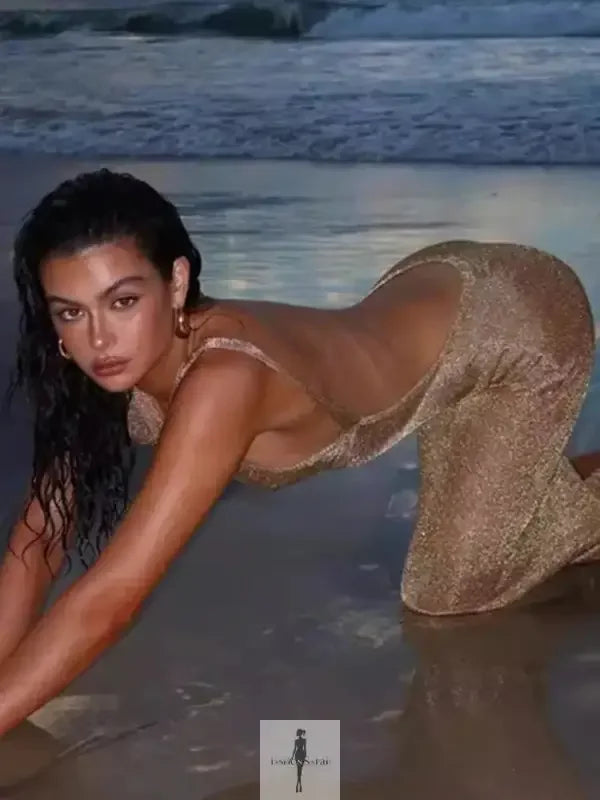 Fashionsarah.com Fashionsarah.com Gold Sequin Mesh Backless Dress