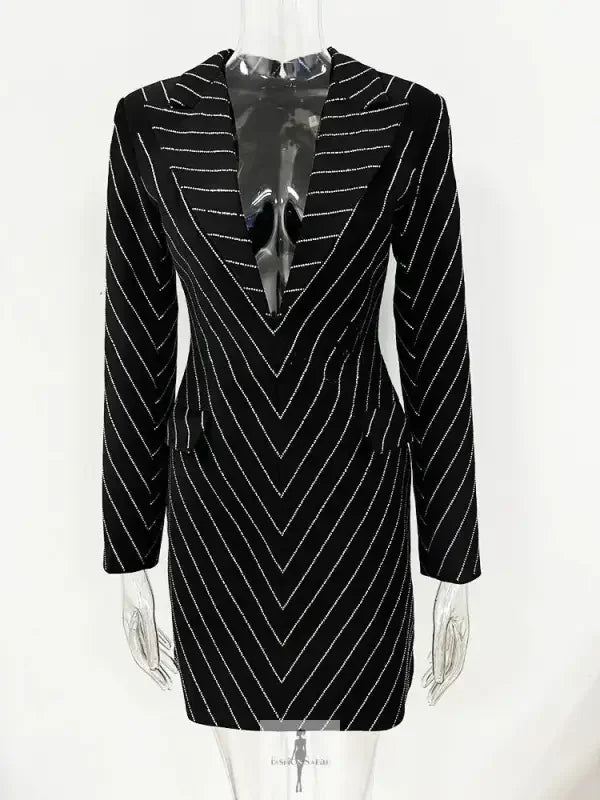 Fashionsarah.com Fashionsarah.com Women's Diamonds Beaded Blazer Dress