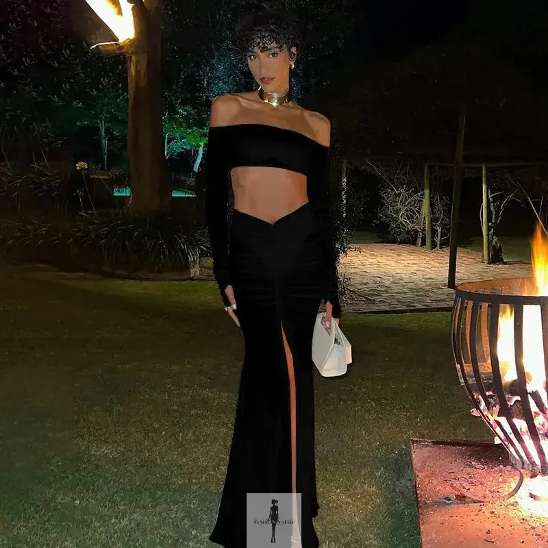 Fashionsarah.com Fashionsarah.com Mesh Skirt Set Women Strapless Crop Top