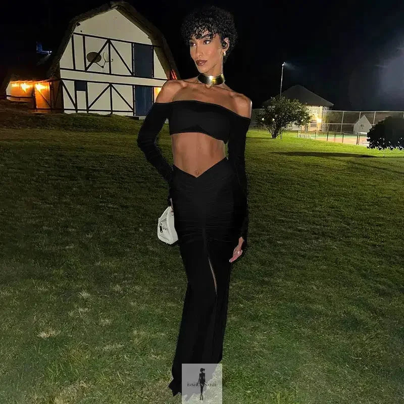 Fashionsarah.com Fashionsarah.com Mesh Skirt Set Women Strapless Crop Top