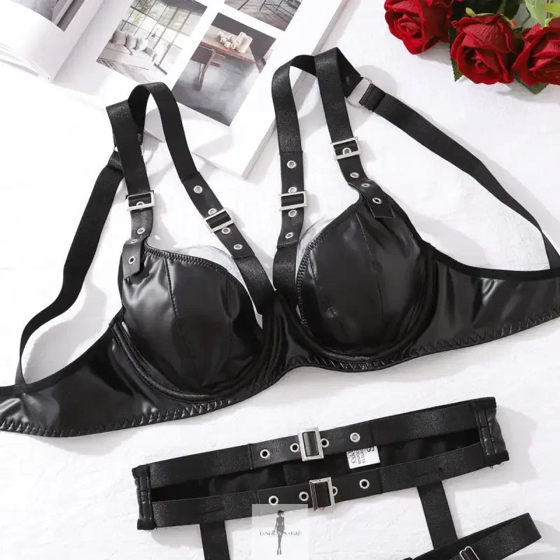 Fashionsarah.com Fashionsarah.com Gothic Thigh Girdle Lingerie 3 Piece Set