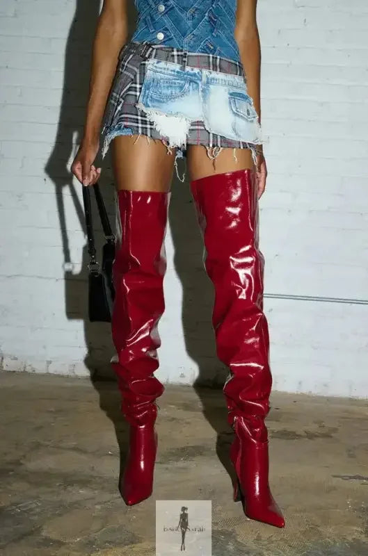 Fashionsarah.com Fashionsarah.com Pleated Patent Leather Boots