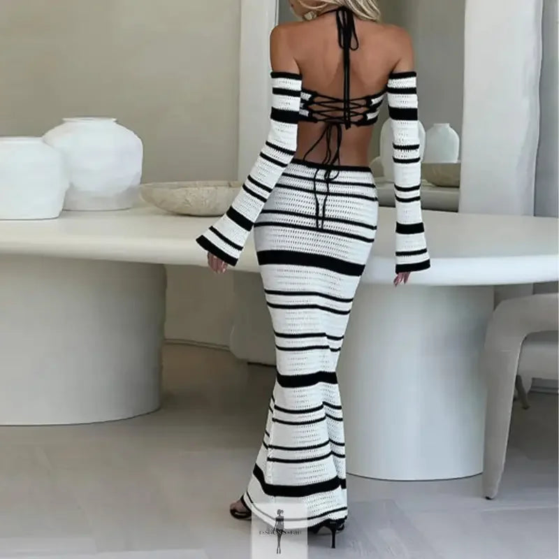 Fashionsarah.com Fashionsarah.com Knit Halter Top with Bodycon Skirt