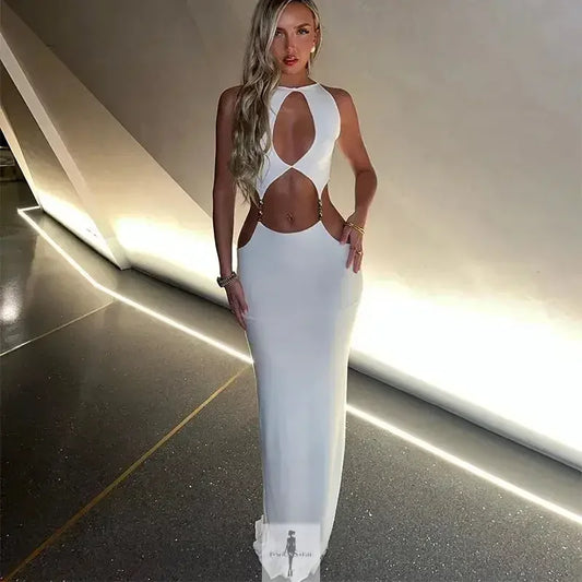 Fashionsarah.com Fashionsarah.com Hollow Out Halter Maxi Dress