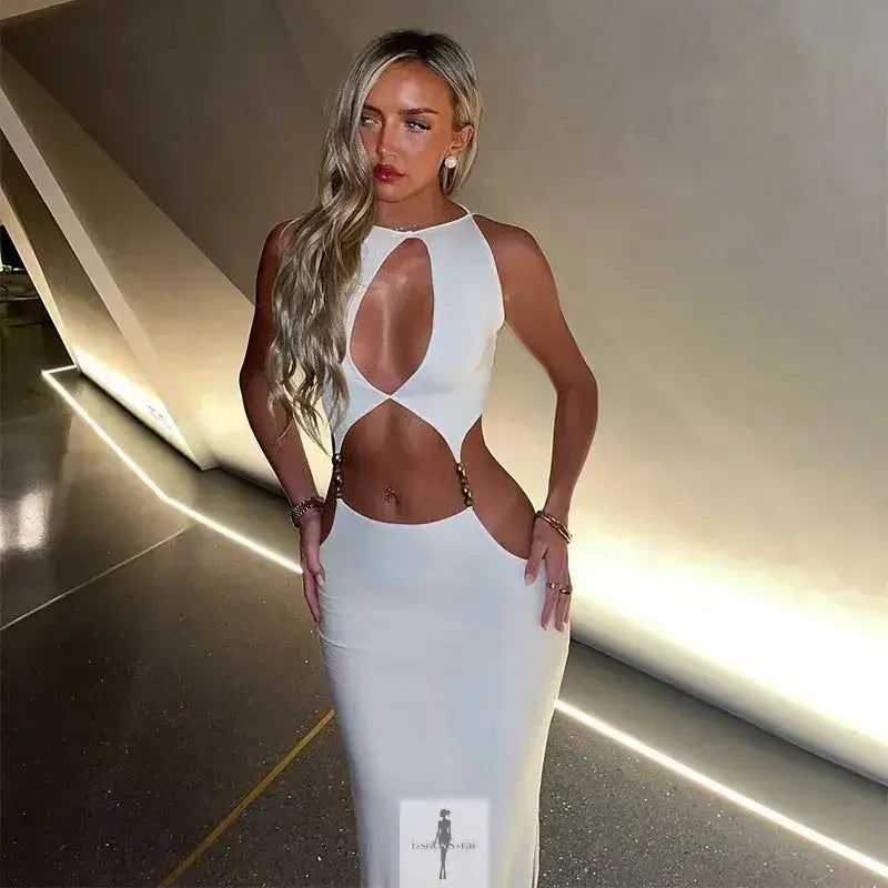 Fashionsarah.com Fashionsarah.com Hollow Out Halter Maxi Dress