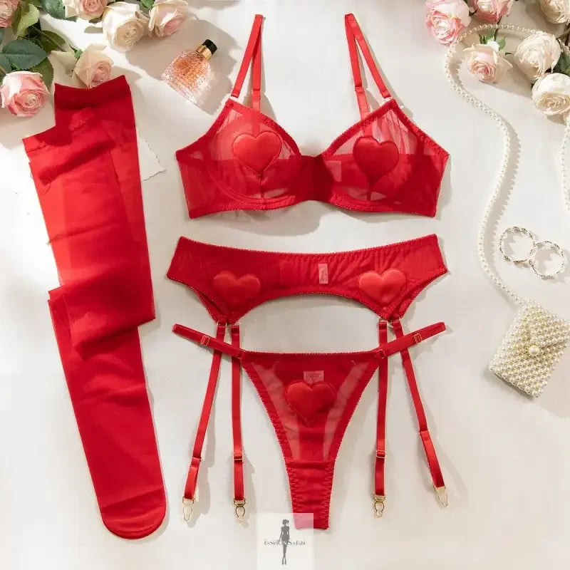 Fashionsarah.com Fashionsarah.com Valentine Lingerie Love Set with Garter