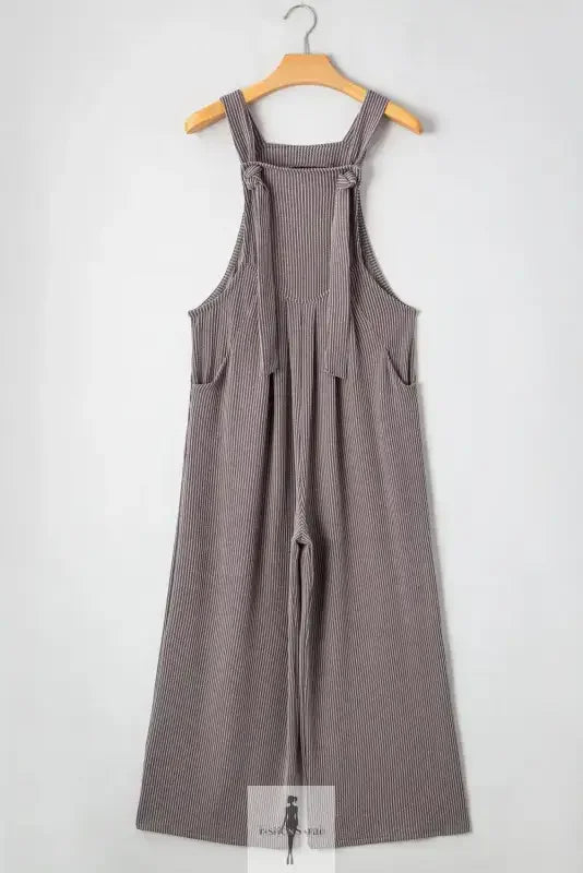 Fashionsarah.com Fashionsarah.com Gray Adjustable Straps Wide Leg Loose Jumpsuit