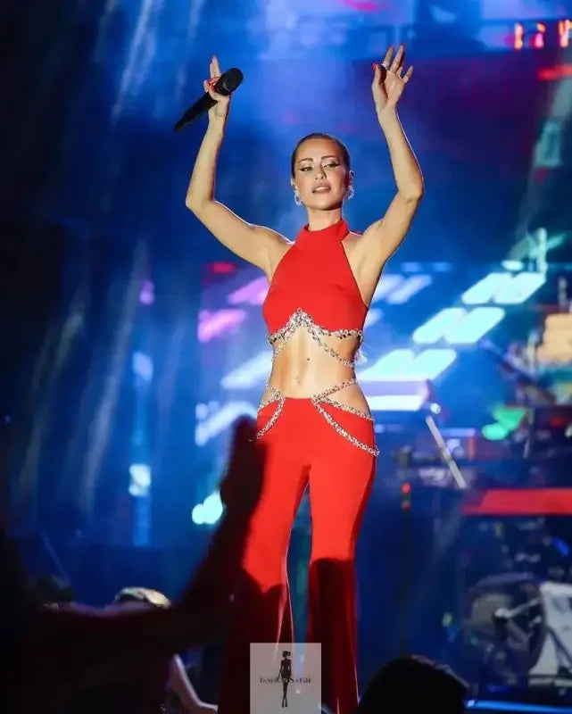 Fashionsarah.com Fashionsarah.com Crystal Bandage Tops Wide Leg Pants Set