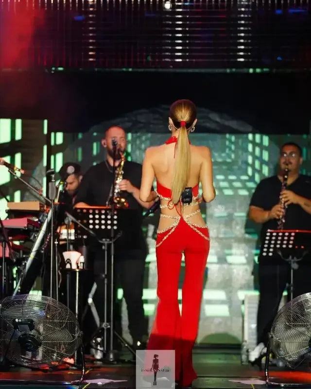 Fashionsarah.com Fashionsarah.com Crystal Bandage Tops Wide Leg Pants Set