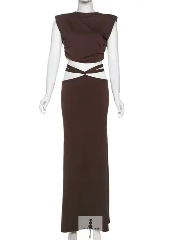 Fashionsarah.com Fashionsarah.com Crop Tops+Bandage Long Skirt Trend Ruched Elegant Suits
