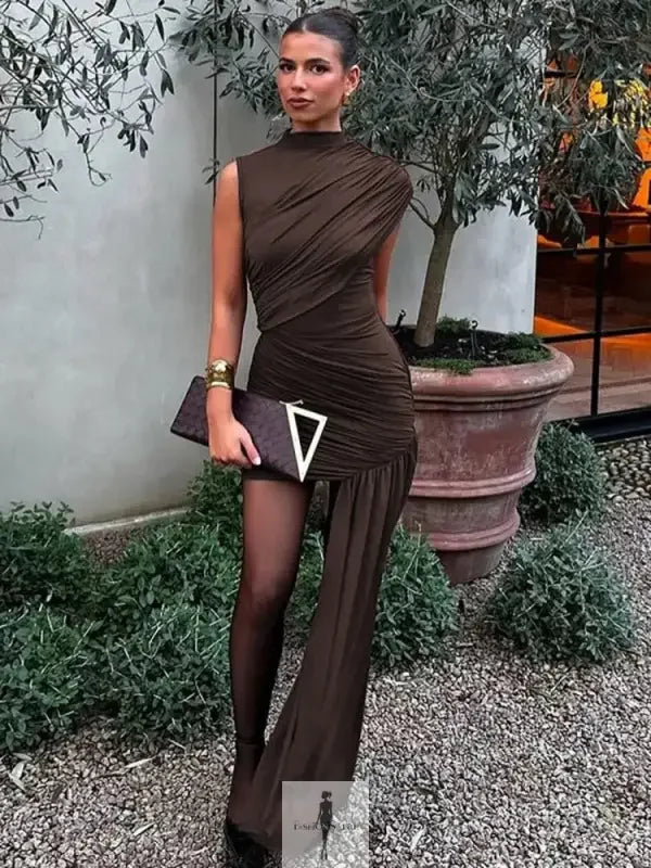 Fashionsarah.com Fashionsarah.com Irregular Draped Ruched Mini Dress