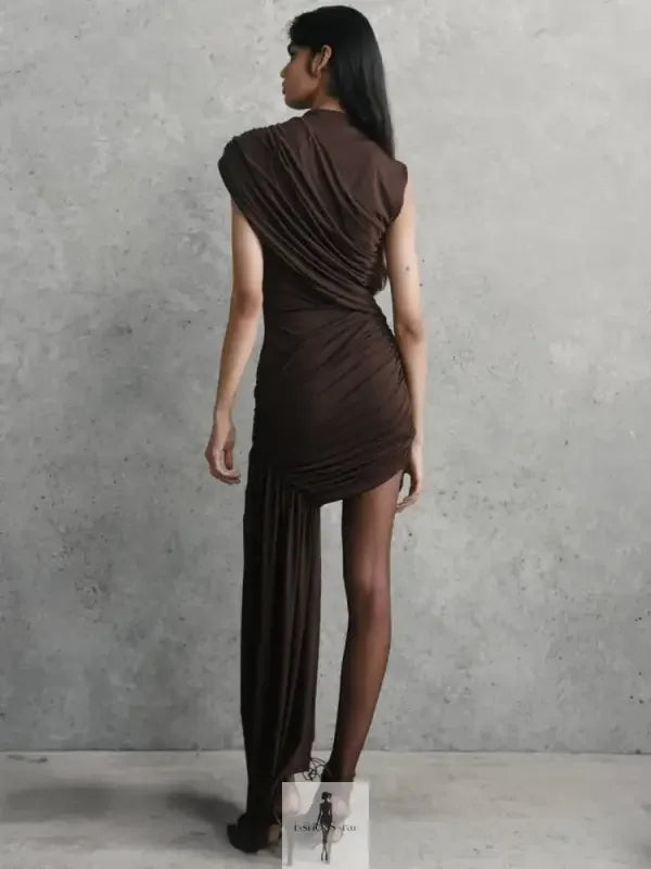 Fashionsarah.com Fashionsarah.com Irregular Draped Ruched Mini Dress