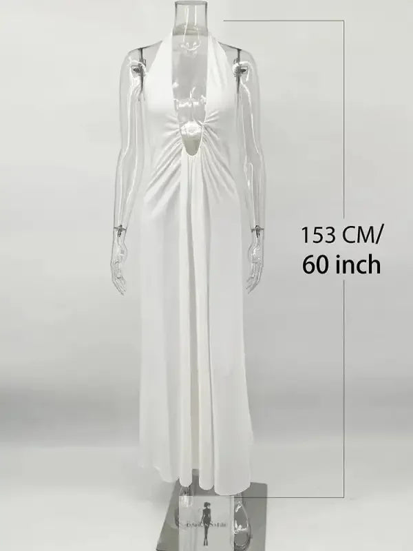 Fashionsarah.com Fashionsarah.com Deep V Neck Halter Long Dress