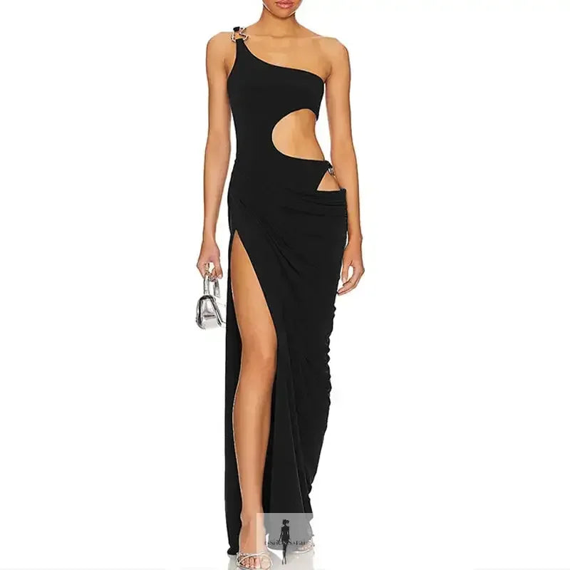 Fashionsarah.com Fashionsarah.com Metal Ring Splicing Side Split Maxi Dress