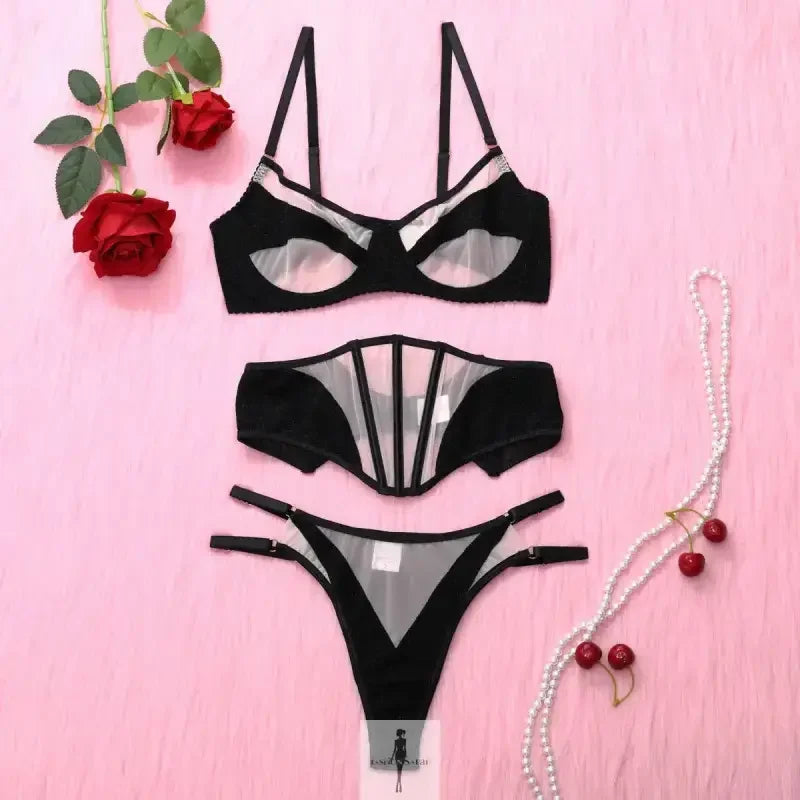 Fashionsarah.com Fashionsarah.com Mesh Lingerie Garter Belt Set