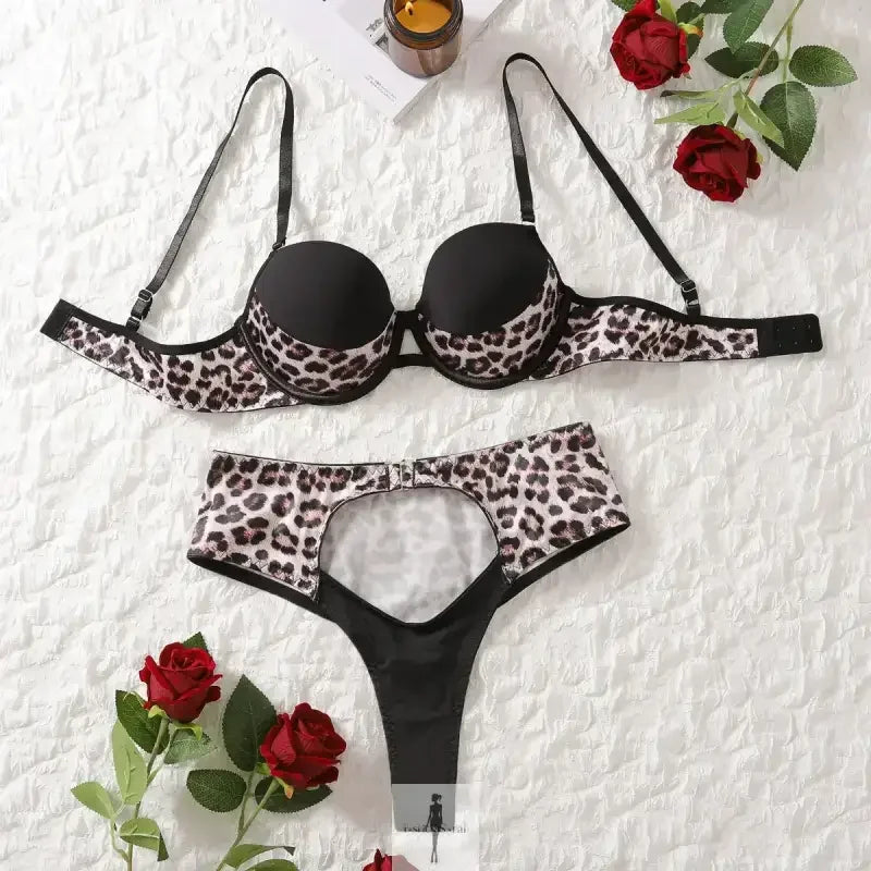 Fashionsarah.com Fashionsarah.com Ultra Thin Mesh Leopard Lingerie Set