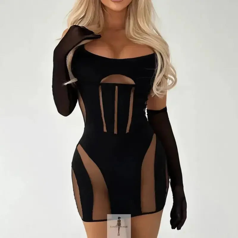 Fashionsarah.com Fashionsarah.com New Mesh Babydoll 3-Piece Set with gloves