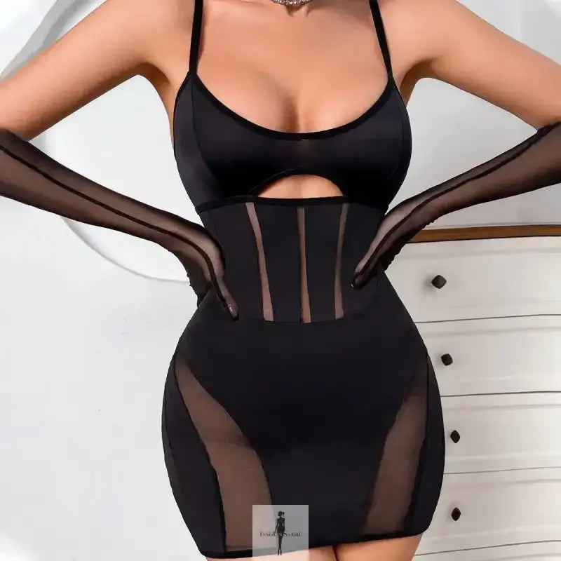 Fashionsarah.com Fashionsarah.com New Mesh Babydoll 3-Piece Set with gloves