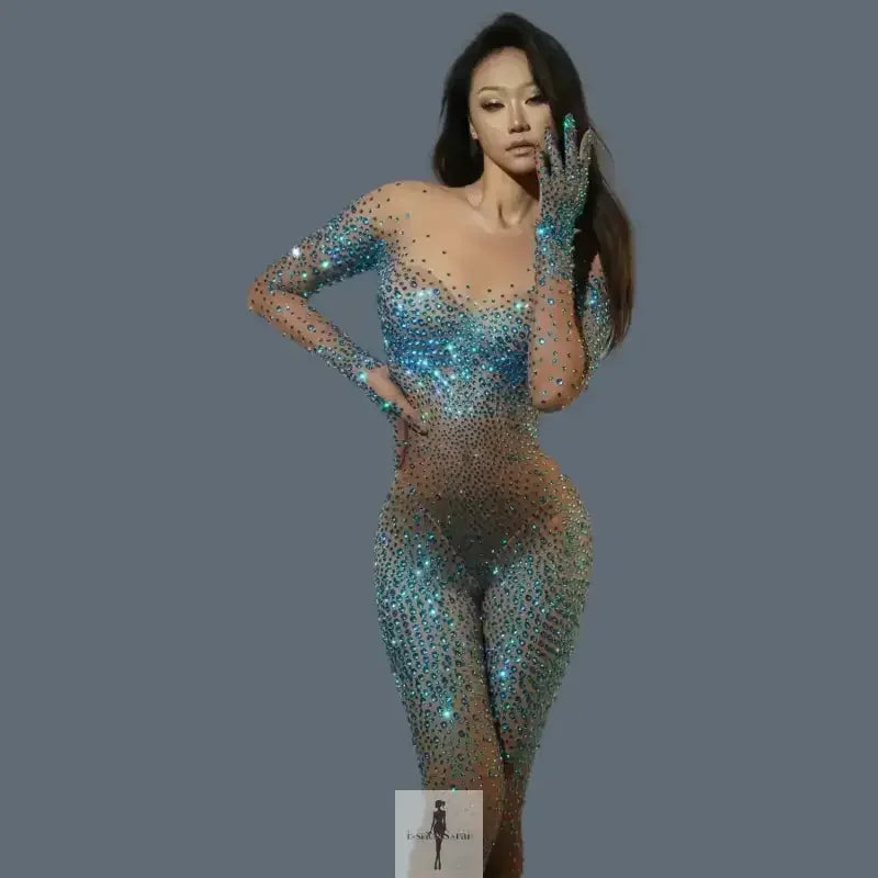 Fashionsarah.com Fashionsarah.com Luxurious Sparkling Diamonds Jumpsuits