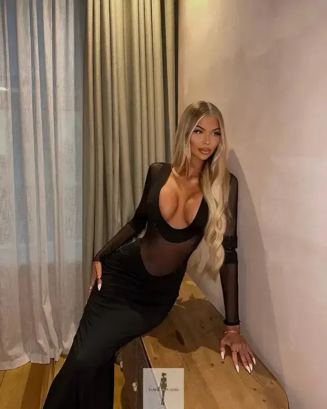 Fashionsarah.com Fashionsarah.com Deep V-Neck Sheath Long Dress