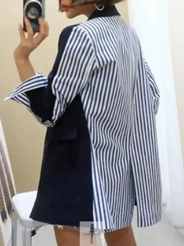 Fashionsarah.com Fashionsarah.com New Loose Double Breasted Striped Blazer / Fashionsarah