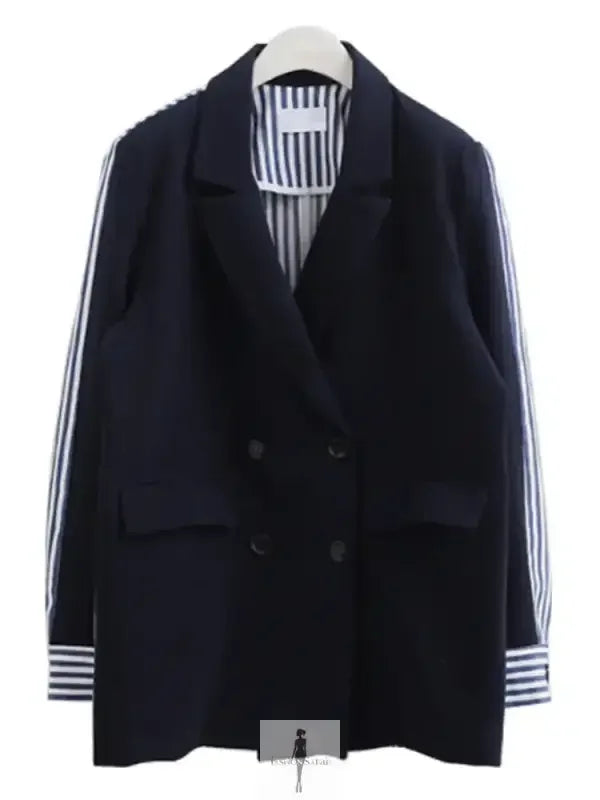 Fashionsarah.com Fashionsarah.com New Loose Double Breasted Striped Blazer / Fashionsarah