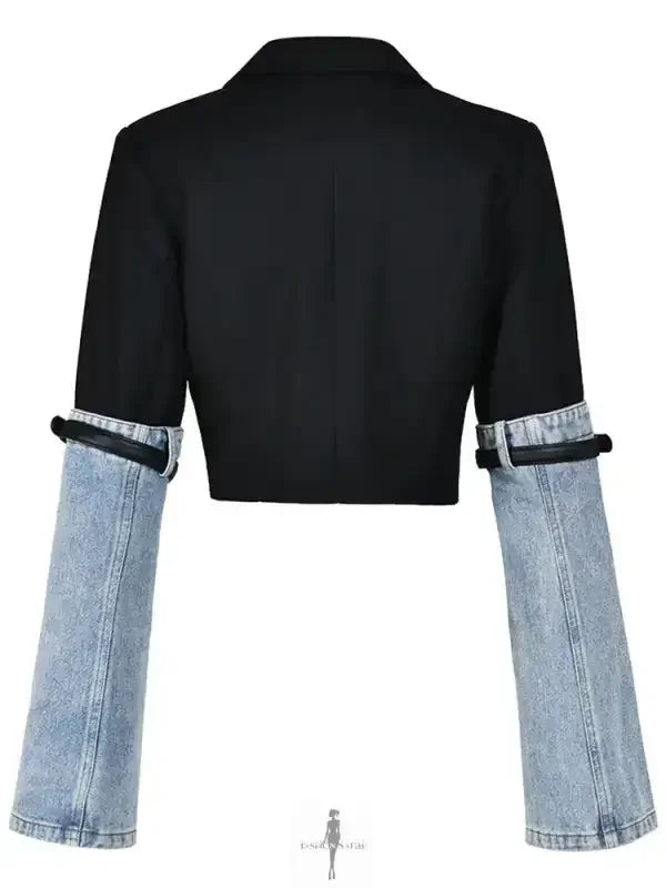Fashionsarah.com Fashionsarah.com Denim Casual Crop Blazer / Fashionsarah