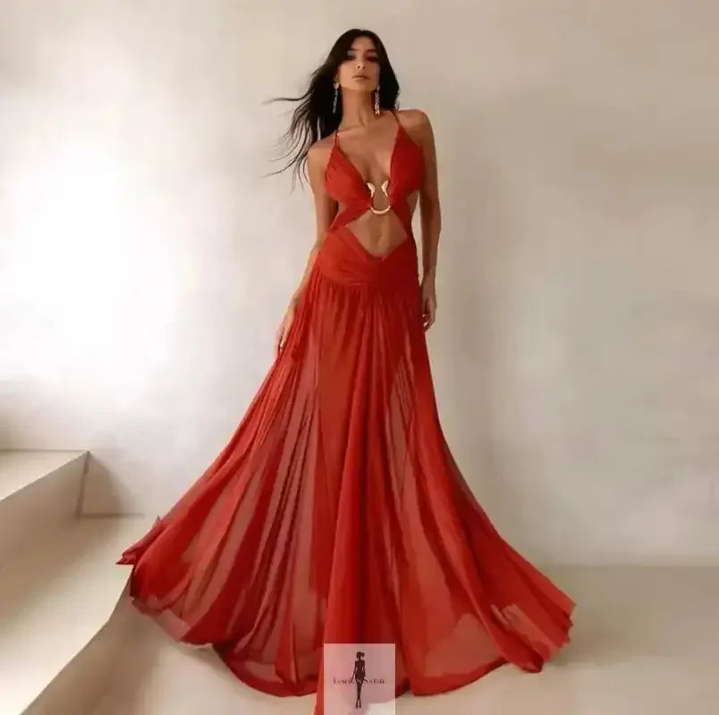 Fashionsarah.com Fashionsarah.com Hollow Out Backless Mesh Maxi Dress