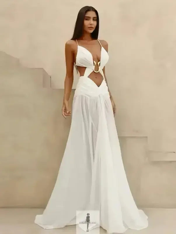 Fashionsarah.com Fashionsarah.com Hollow Out Backless Mesh Maxi Dress