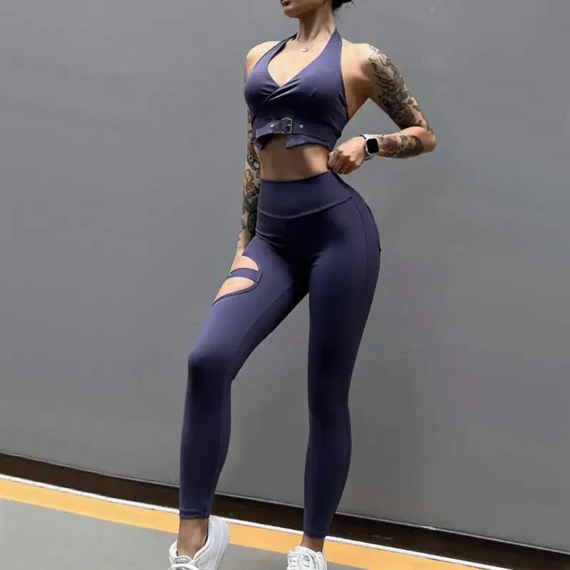 Butt Lift Elastic Legging with Belt Design - Leggings Fitness Trousers